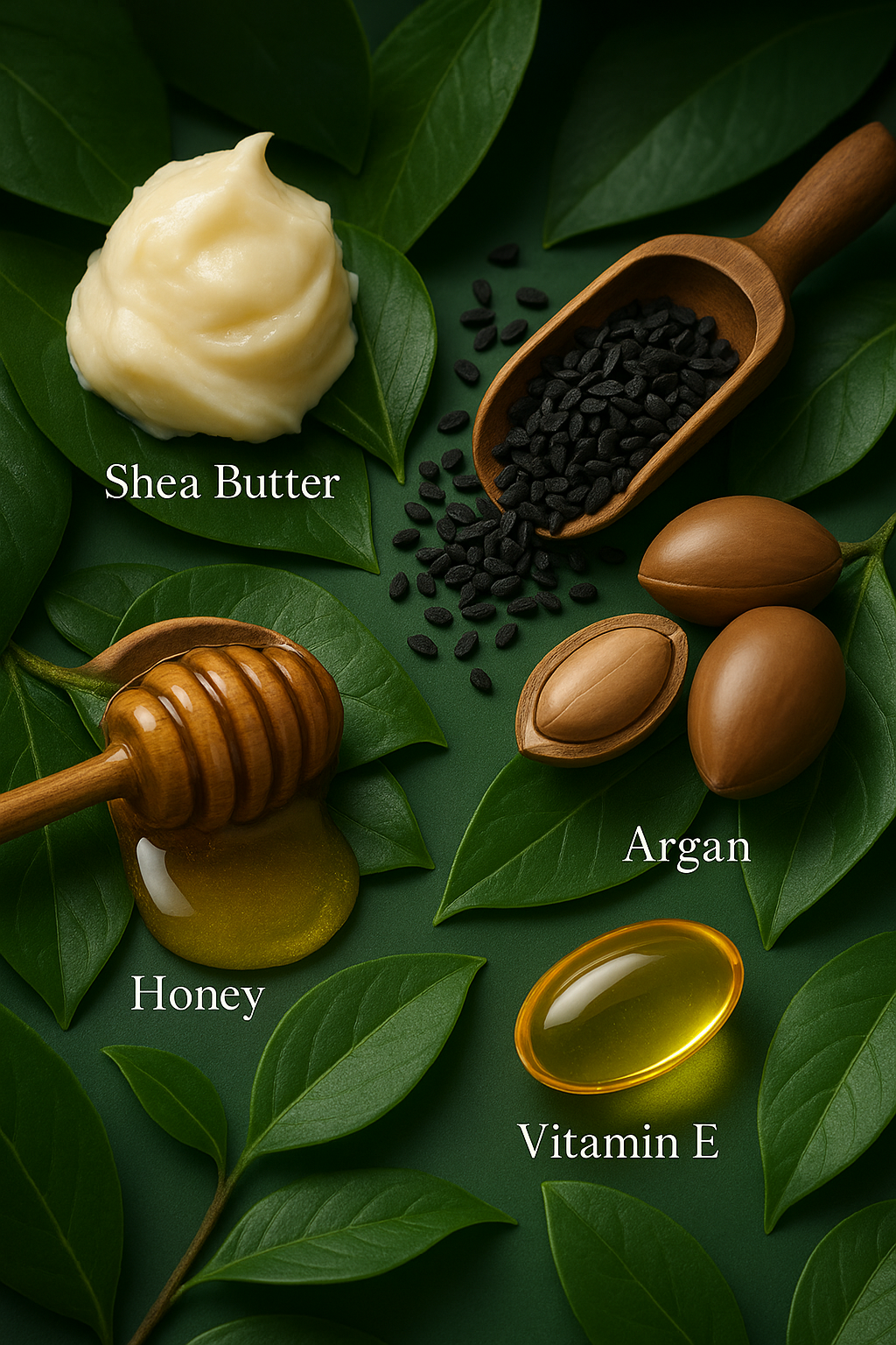 Shea butter, honey, argan nuts, and vitamin E oil, key ingredients of Kaers body milk
