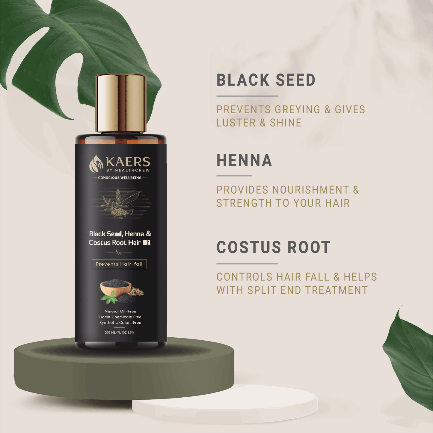 Black Seed, Henna, & Costus Root Ayurvedic Hair Oil | 200 ml - Kaers Life