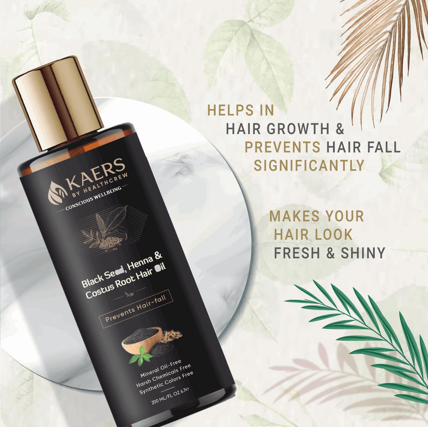 Black Seed, Henna, & Costus Root Ayurvedic Hair Oil | 200 ml - Kaers Life