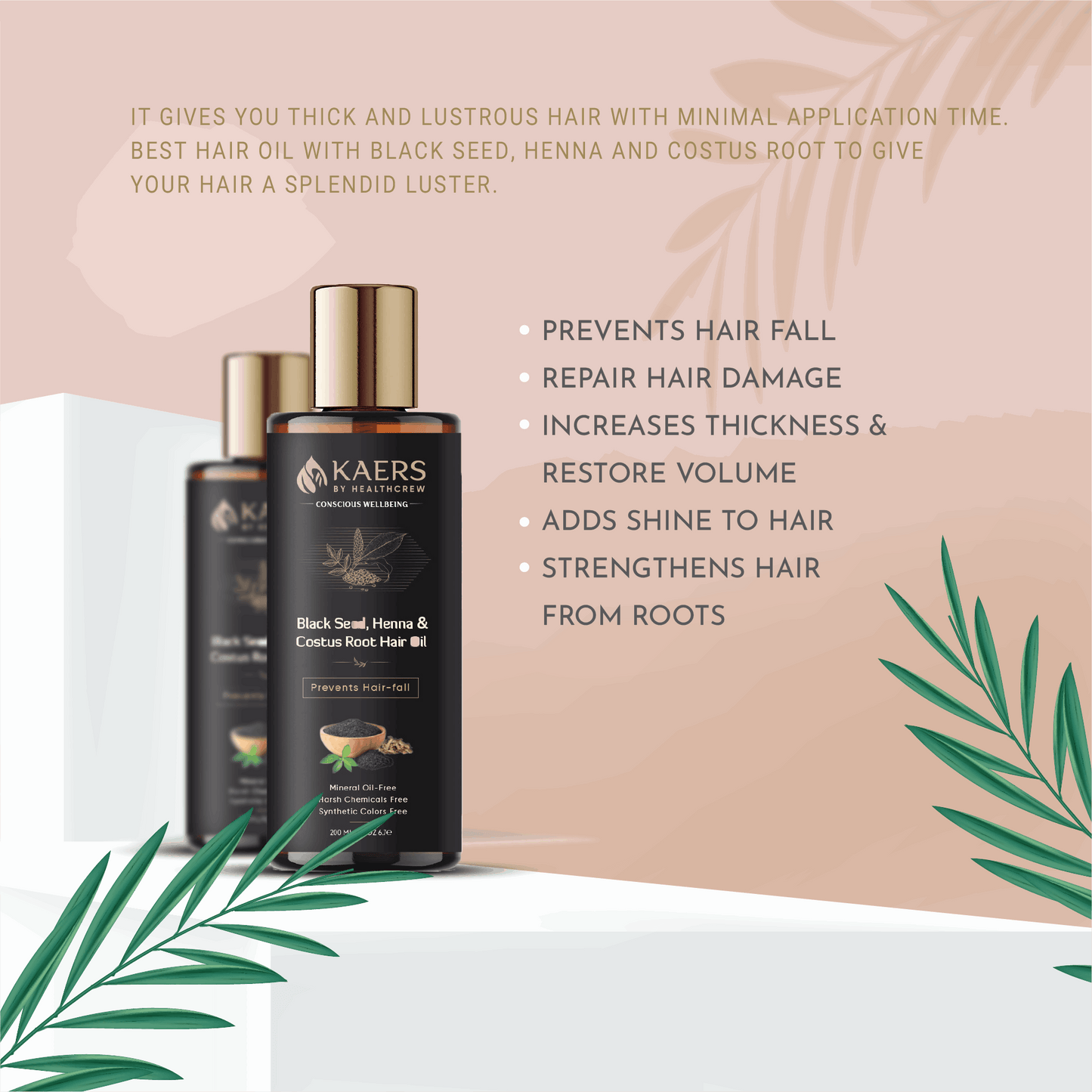 Black Seed, Henna, & Costus Root Ayurvedic Hair Oil | 200 ml - Kaers Life