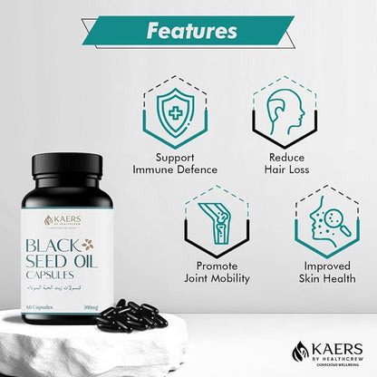 Black Seed Oil Capsules | 500mg - 60 Veg Capsules - Kaers Life