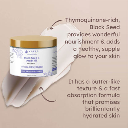 Black Seed and Argan Oil with Vit E Whipped Body Butter | 100 g - Kaers Life