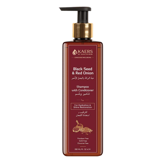 Black Seed (Kalonji) and Red Onion Herbal Shampoo with Conditioner for Hydration and Shine Restoration | 200 ml