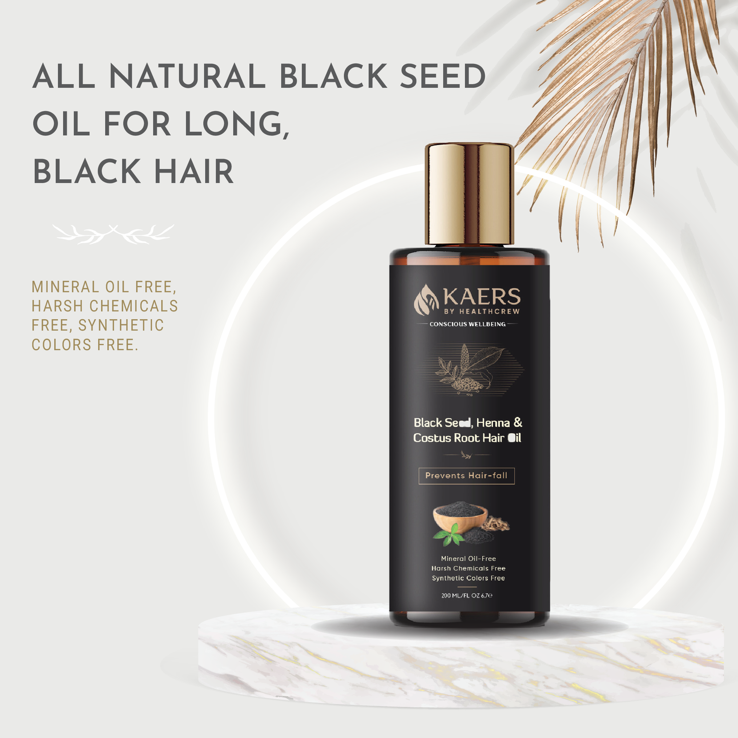 Black Seed (Kalonji), Henna, & Costus Root Ayurvedic Hair Oil for Hair Fall Prevention | 200 ml