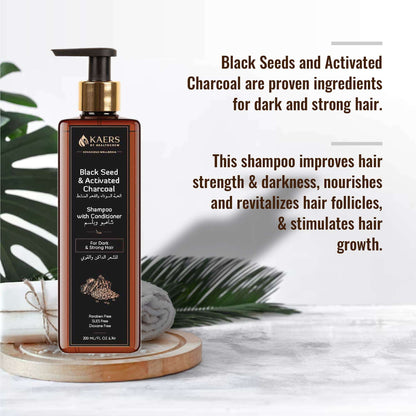Herbal Shampoo With Conditioner - Black Seed and Activated Charcoal - Kaers Life