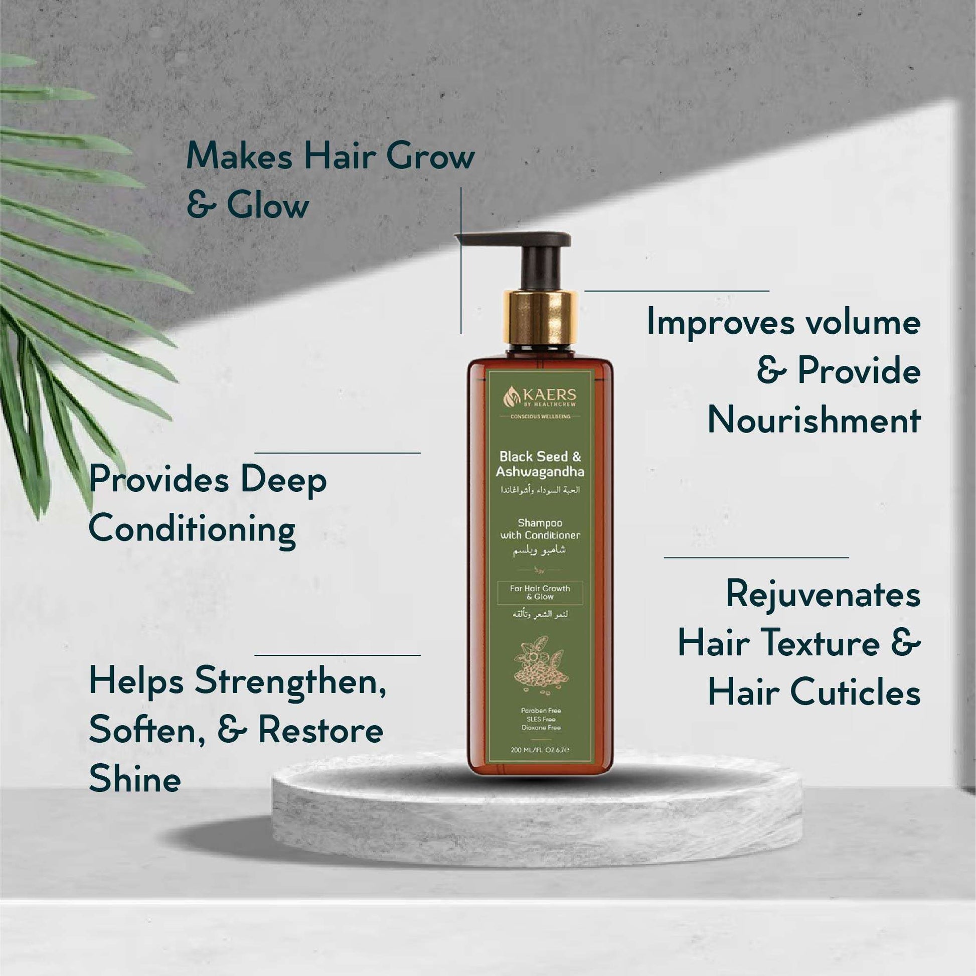Herbal Shampoo with Conditioner - Black Seed and Ashwagandha - Kaers Life