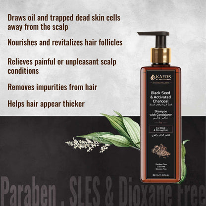 Herbal Shampoo With Conditioner - Black Seed and Activated Charcoal - Kaers Life