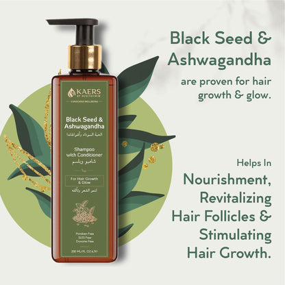 Herbal Shampoo with Conditioner - Black Seed and Ashwagandha - Kaers Life